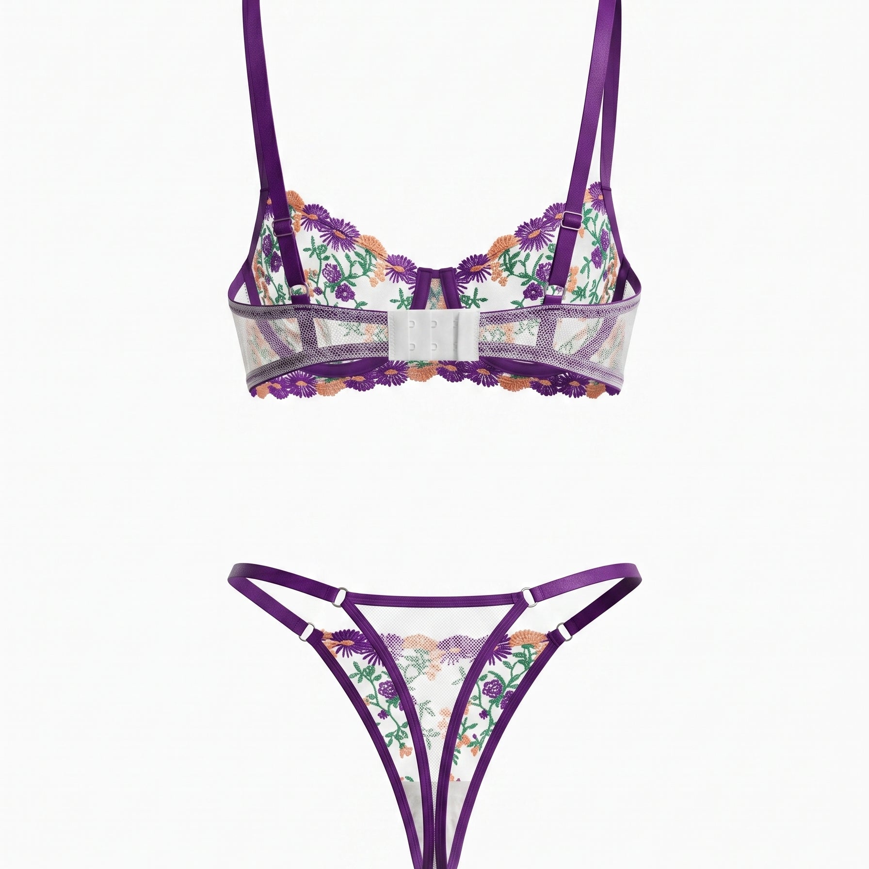 RUBY ÇİÇEKLİ MOR DESTEKSİZ BRALET TAKIM 2
