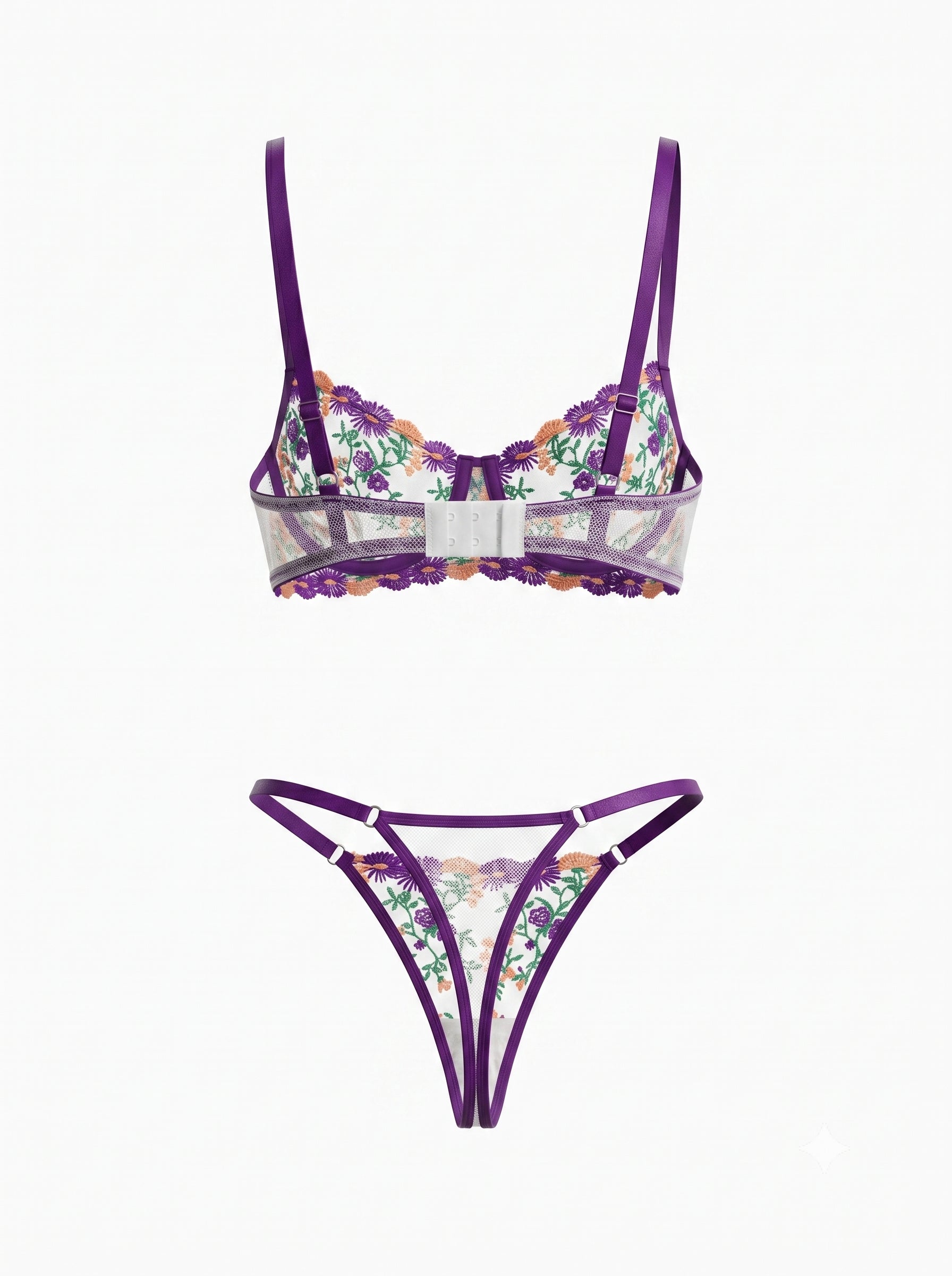 RUBY ÇİÇEKLİ MOR DESTEKSİZ BRALET TAKIM 2