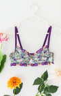 Ruby Çiçekli Mor Desteksiz Bralet Takım