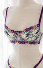 Ruby Çiçekli Mor Desteksiz Bralet Takım