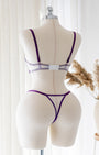 Ruby Çiçekli Mor Desteksiz Bralet Takım