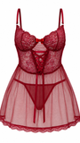 STELLA KIRMIZI DANTELLİ FANTAZİ GECELİK 1