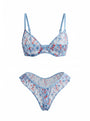 SUGAR ÇİÇEKLİ MAVİ TÜL DESTEKSİZ BRALET TAKIM 1