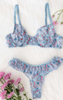 Sugar Çiçekli Mavi Tül Desteksiz Bralet Takım