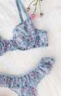Sugar Çiçekli Mavi Tül Desteksiz Bralet Takım