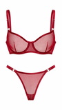 VELVET BORDO TÜL DESTEKSİZ BRALET TAKIM 1