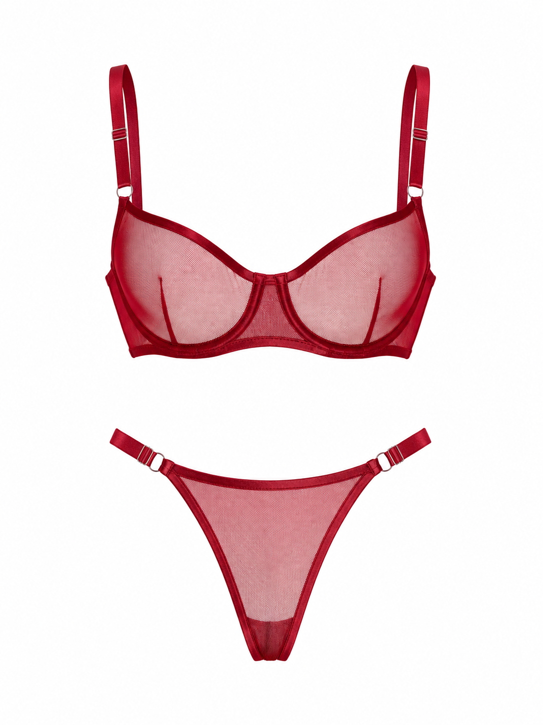 VELVET BORDO TÜL DESTEKSİZ BRALET TAKIM 1