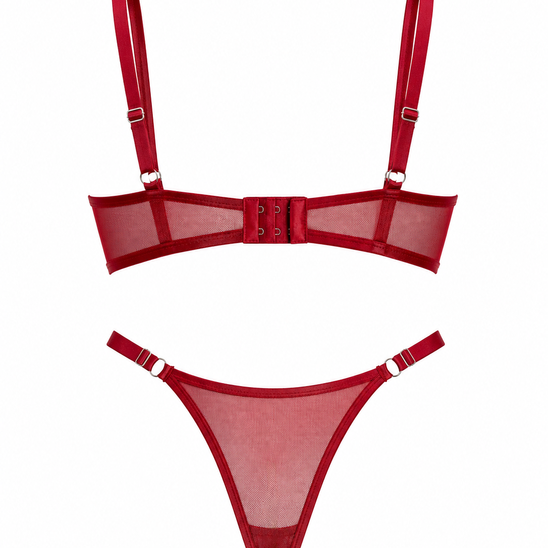 VELVET BORDO TÜL DESTEKSİZ BRALET TAKIM 2