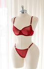 Velvet Bordo Tül Desteksiz Bralet Takım