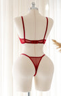 Velvet Bordo Tül Desteksiz Bralet Takım