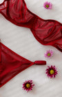 Velvet Bordo Tül Desteksiz Bralet Takım