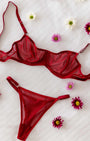 Velvet Bordo Tül Desteksiz Bralet Takım