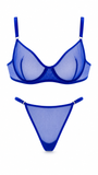 VELVET LACİVERT TÜL DESTEKSİZ BRALET TAKIM 1