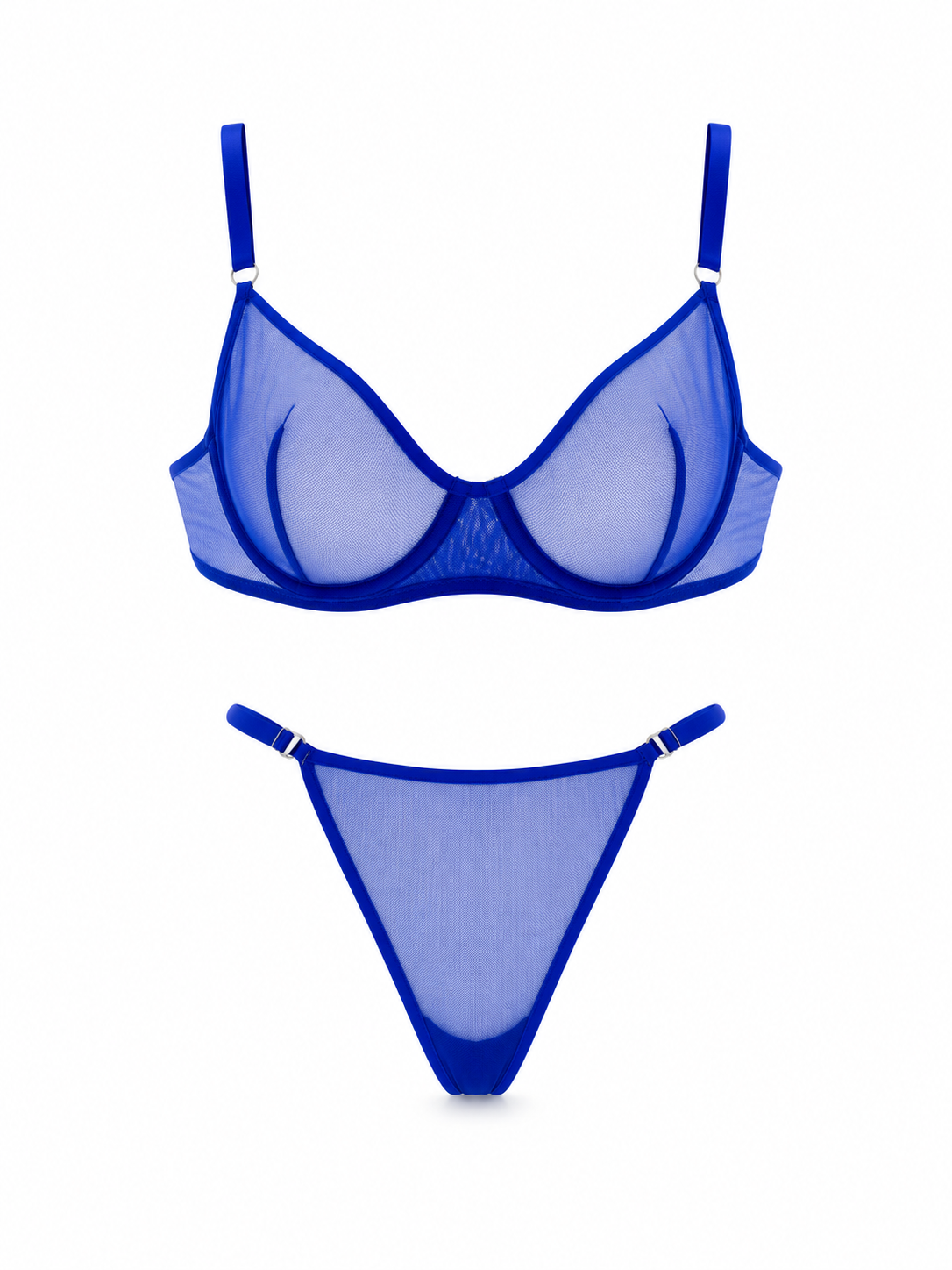 VELVET LACİVERT TÜL DESTEKSİZ BRALET TAKIM 1