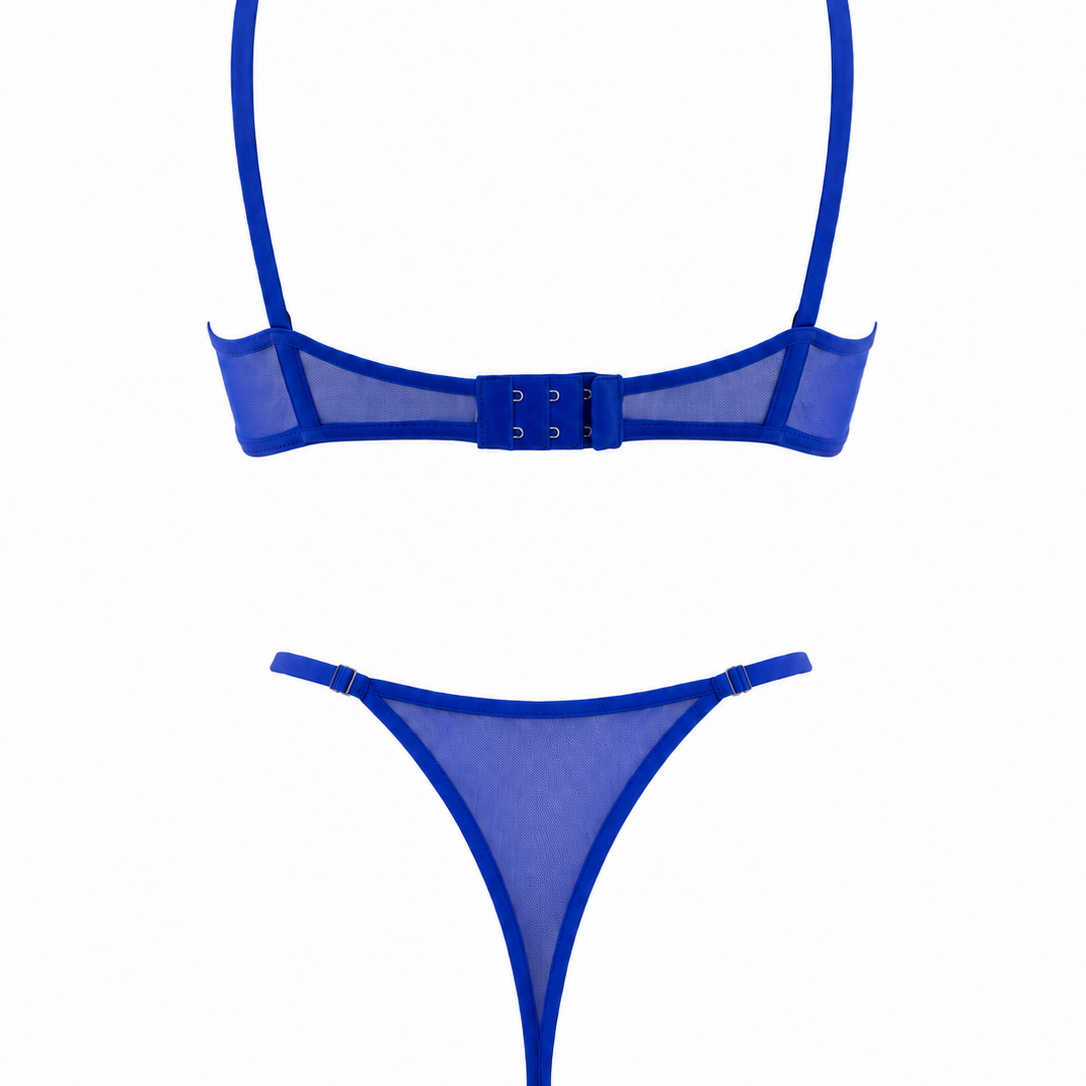 VELVET LACİVERT TÜL DESTEKSİZ BRALET TAKIM 2