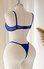 Velvet Lacivert Tül Desteksiz Bralet Takım