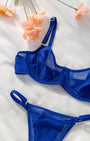 Velvet Lacivert Tül Desteksiz Bralet Takım