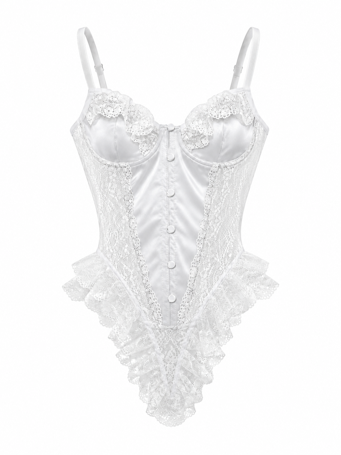 Lilith Beyaz Dantelli Beyaz Bodysuit